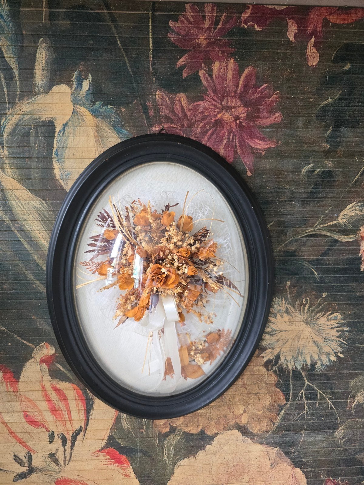 Houten bolglas lijst droogbloemen trouwboeket, Ophalen of Verzenden