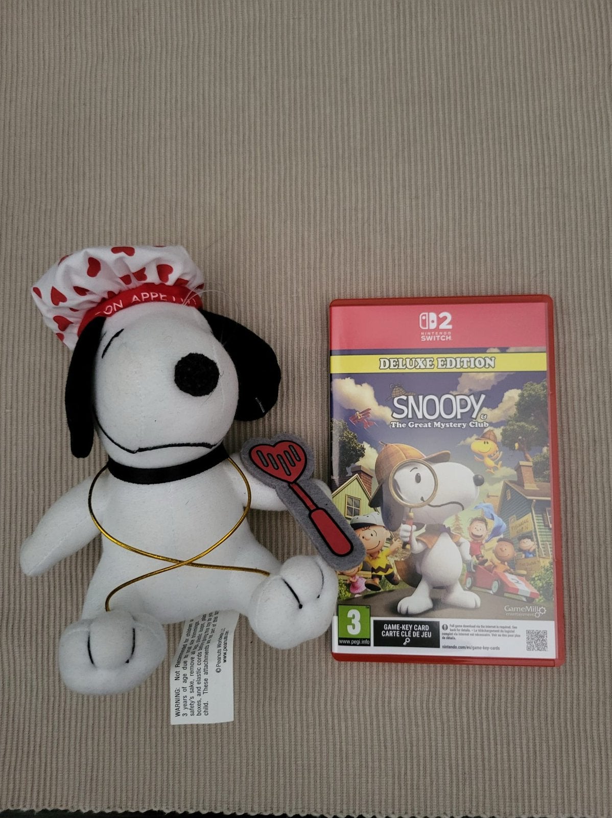 Vintage snoopy knuffel met nintendo switch spel, Ophalen of Verzenden, Zo goed als nieuw, Overige typen
