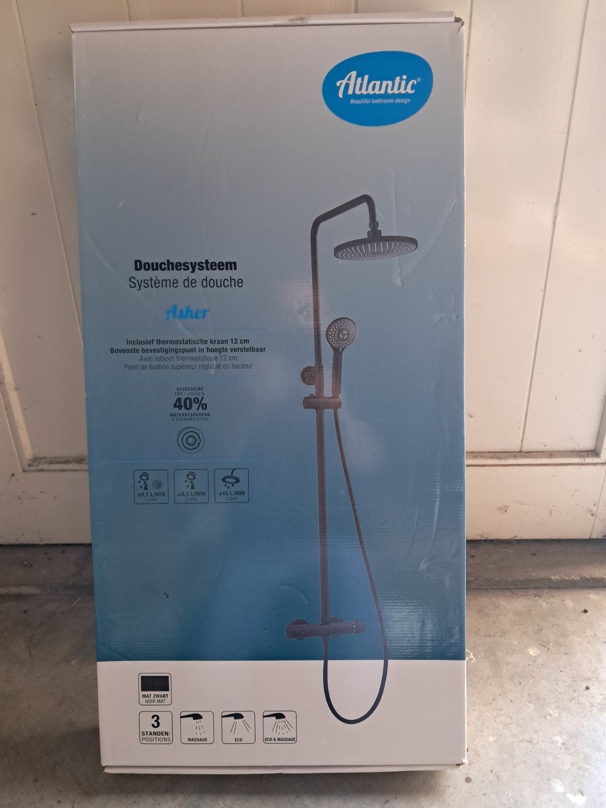 Atlantic Asher Douchesysteem met Thermostatische Kraan, Ophalen, Nieuw, Douche