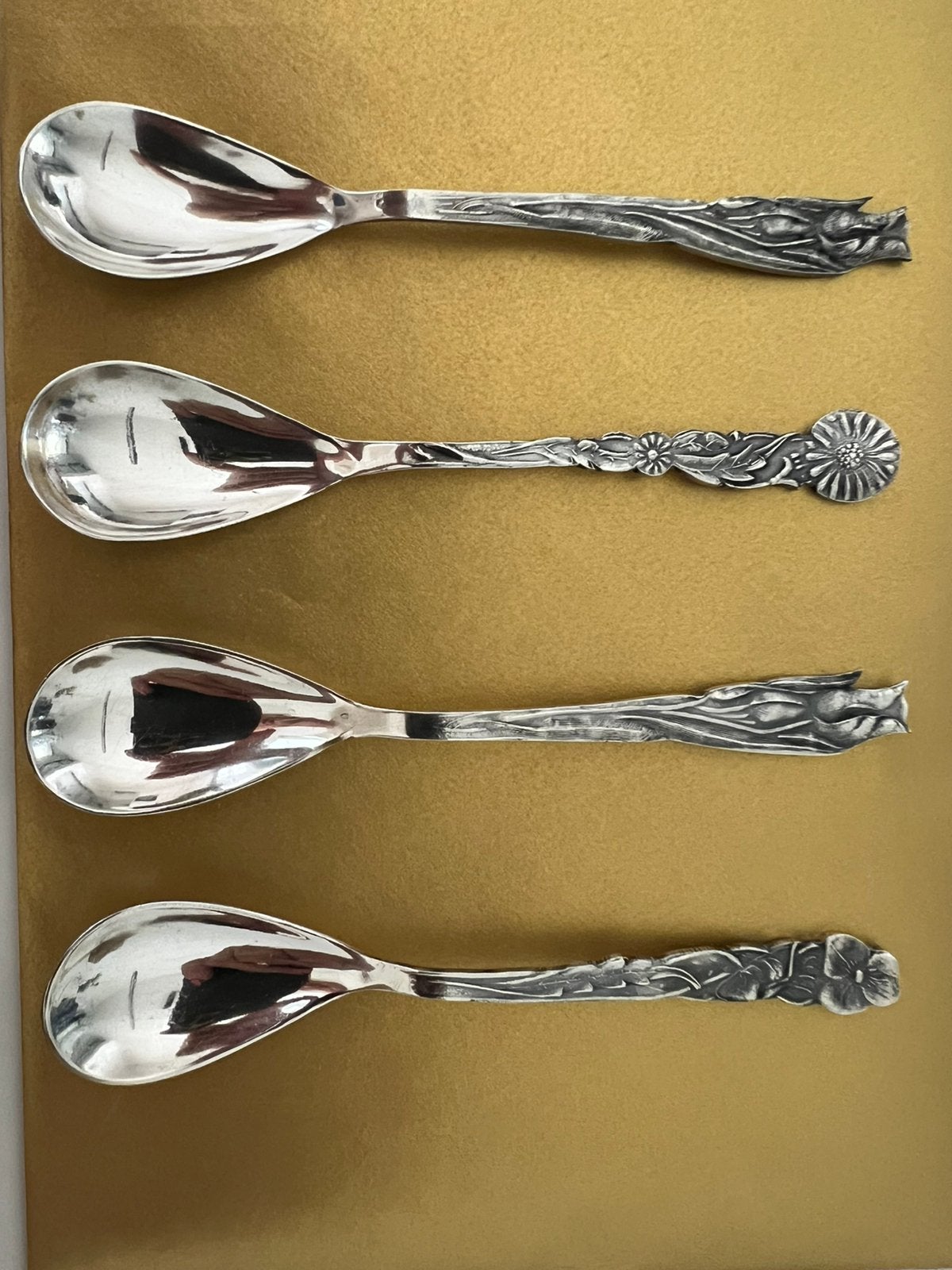 4x Vintage Gero Zilvervloot bloemenlepeltjes (Georg Nilsson), Ophalen of Verzenden