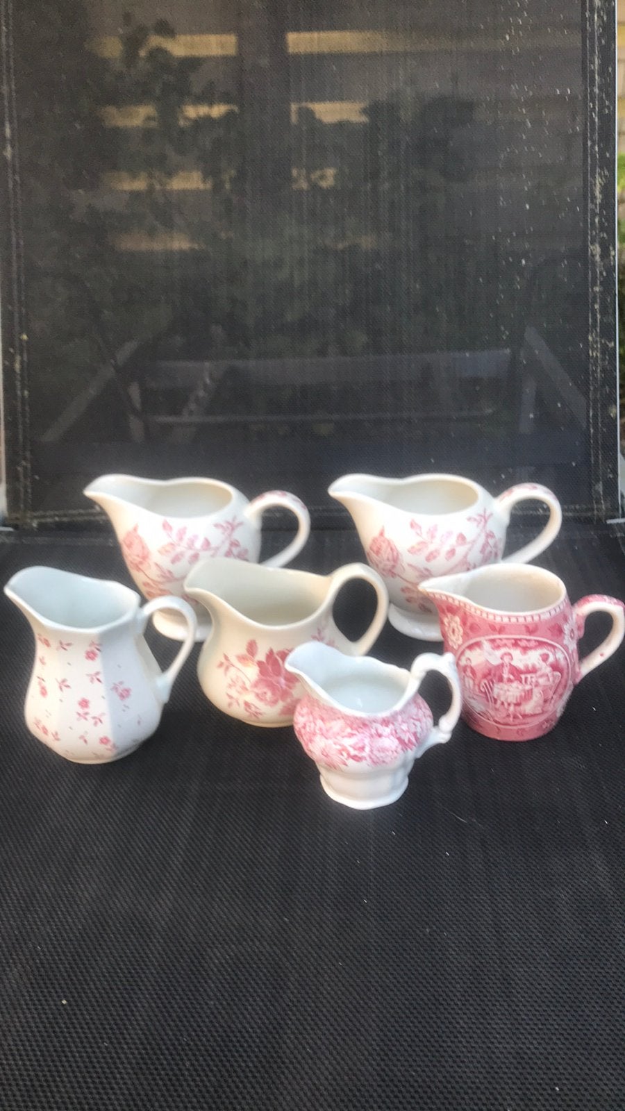 6 Oude kannetjes roze/rood va €2,50, Antiek en Kunst, Antiek | Servies los, Ophalen of Verzenden