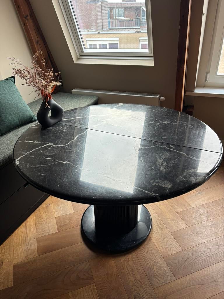 Vintage black marble diner table, Ophalen, 50 tot 100 cm, Zo goed als nieuw, Minder dan 50 cm