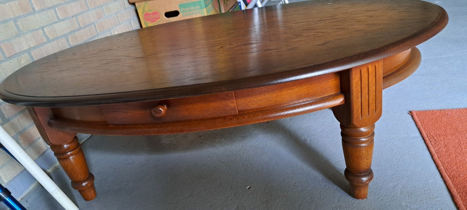 tafel  kersenkleur eiken, Ophalen, 100 tot 150 cm, Eikenhout, 50 tot 100 cm