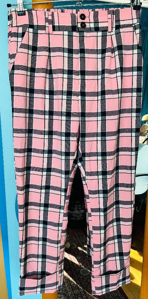 mooie roze geruite zomerbroek Bershka L valt als M nieuw, Maat 38/40 (M), Verzenden, Nieuw, Bershka