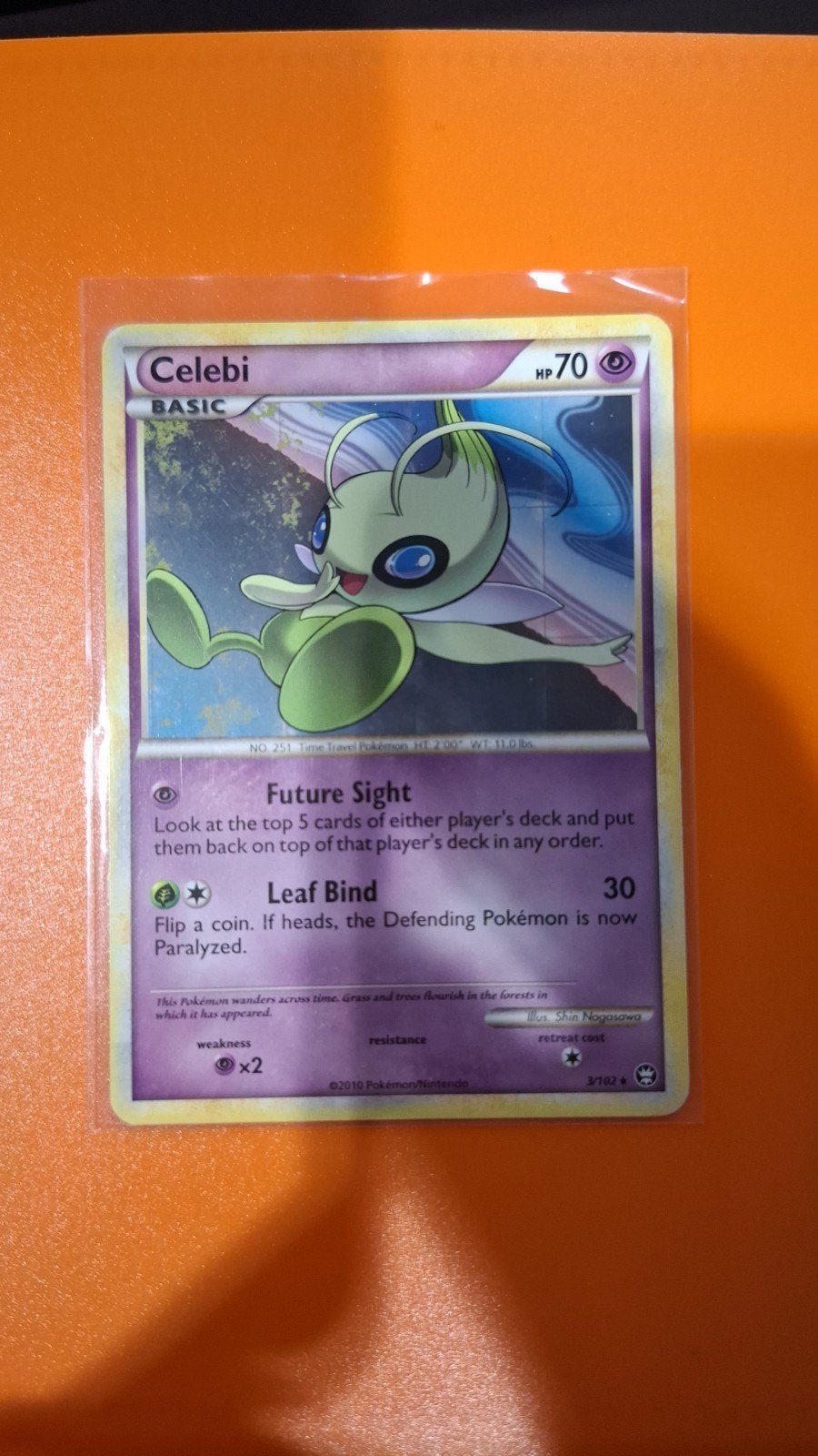 Celebi, Pokemon, 3/102, Triumphant, Verzenden, Zo goed als nieuw, Losse kaart, Foil