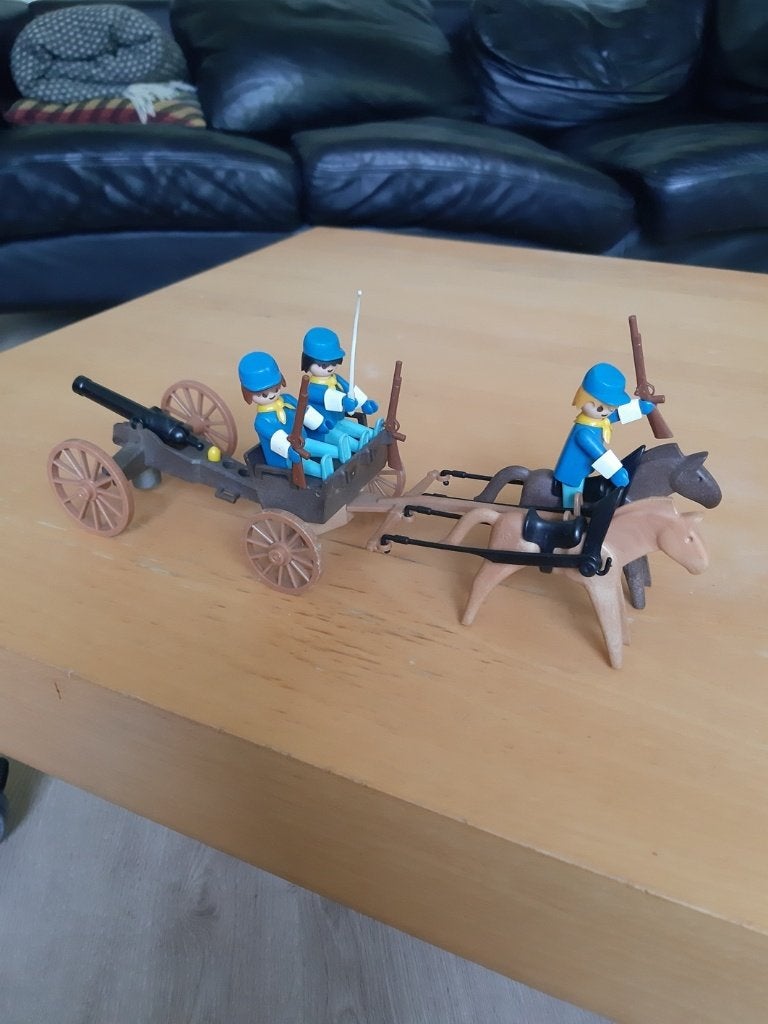 Vintage Playmobil: Western Artillery wagon (Set 3244x), Gebruikt, Complete set, Ophalen of Verzenden, Figuren