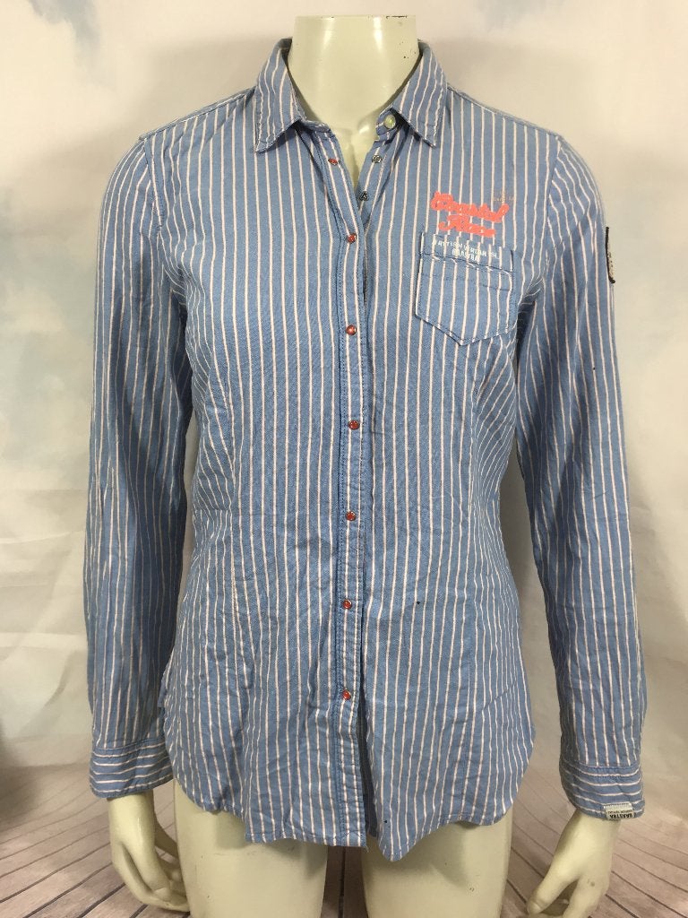 Gaastra blauw wit gestreepte blouse M (1C5)