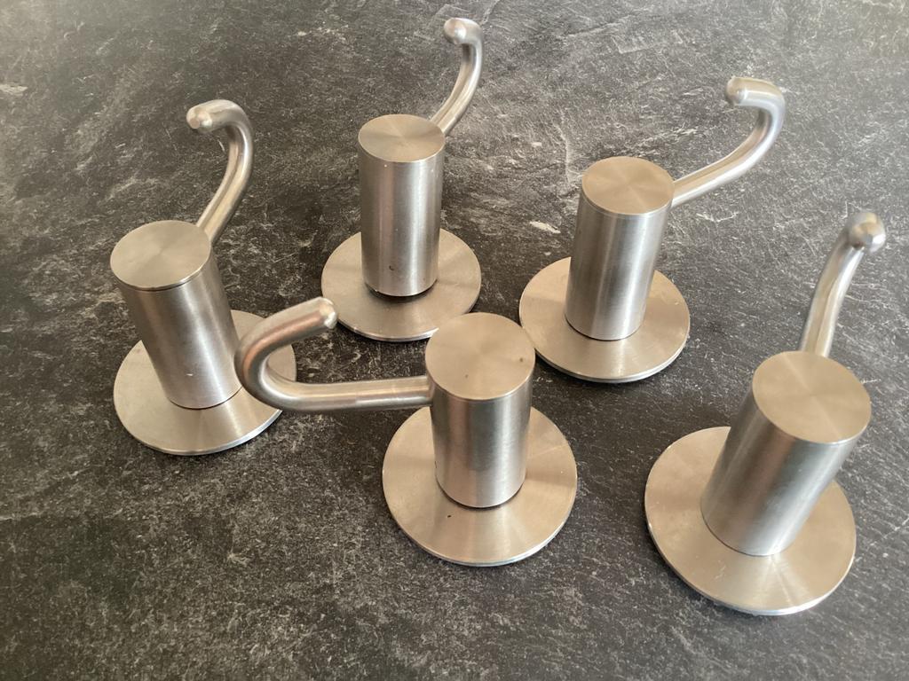 RVS Ophanghaken - Set van 5 stuks, Ophalen of Verzenden, Zo goed als nieuw, Metaal, Wandhaken