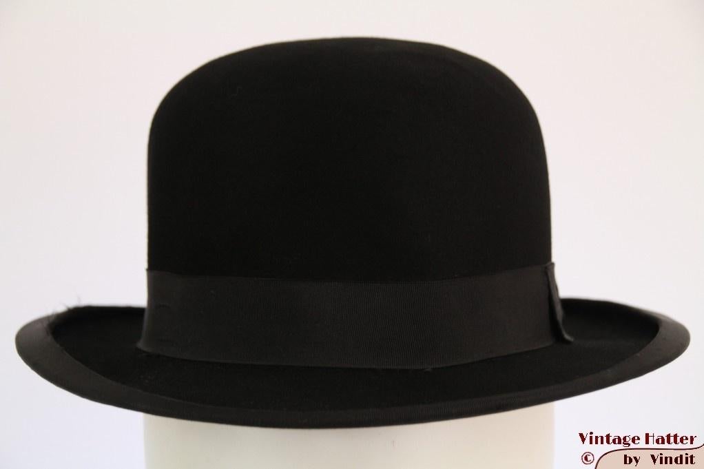 oude Vintage Bolhoed Valentin Nagl zwart hardtop 55,5, Antiek en Kunst, Antiek | Kleding en Accessoires, Ophalen of Verzenden