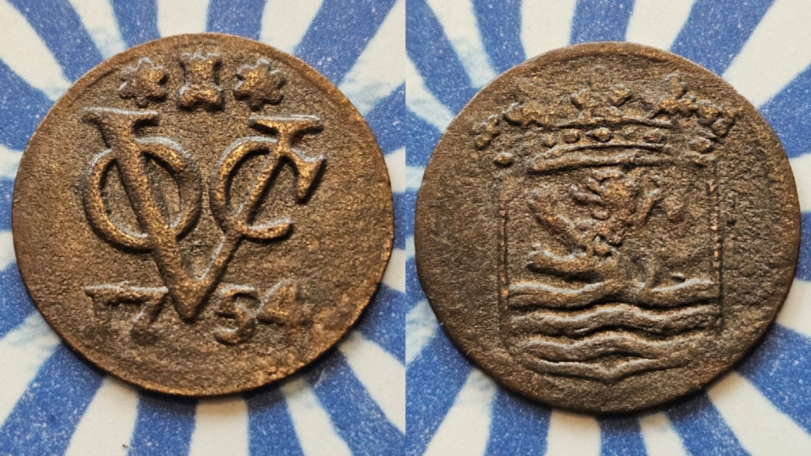 Oude munt VOC duit Zeeland 1754, Ophalen of Verzenden, Vóór koninkrijk, Overige waardes, Losse munt