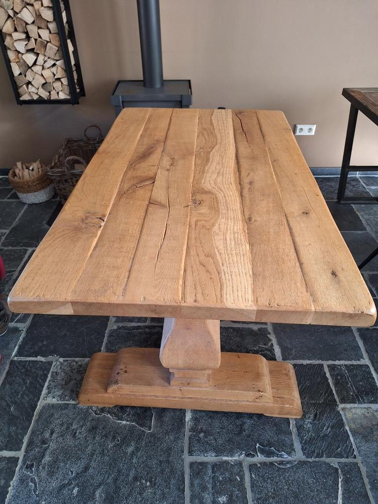 Massief eiken eettafel (kloostertafel) te koop, Ophalen, 100 tot 150 cm, Eikenhout, 50 tot 100 cm