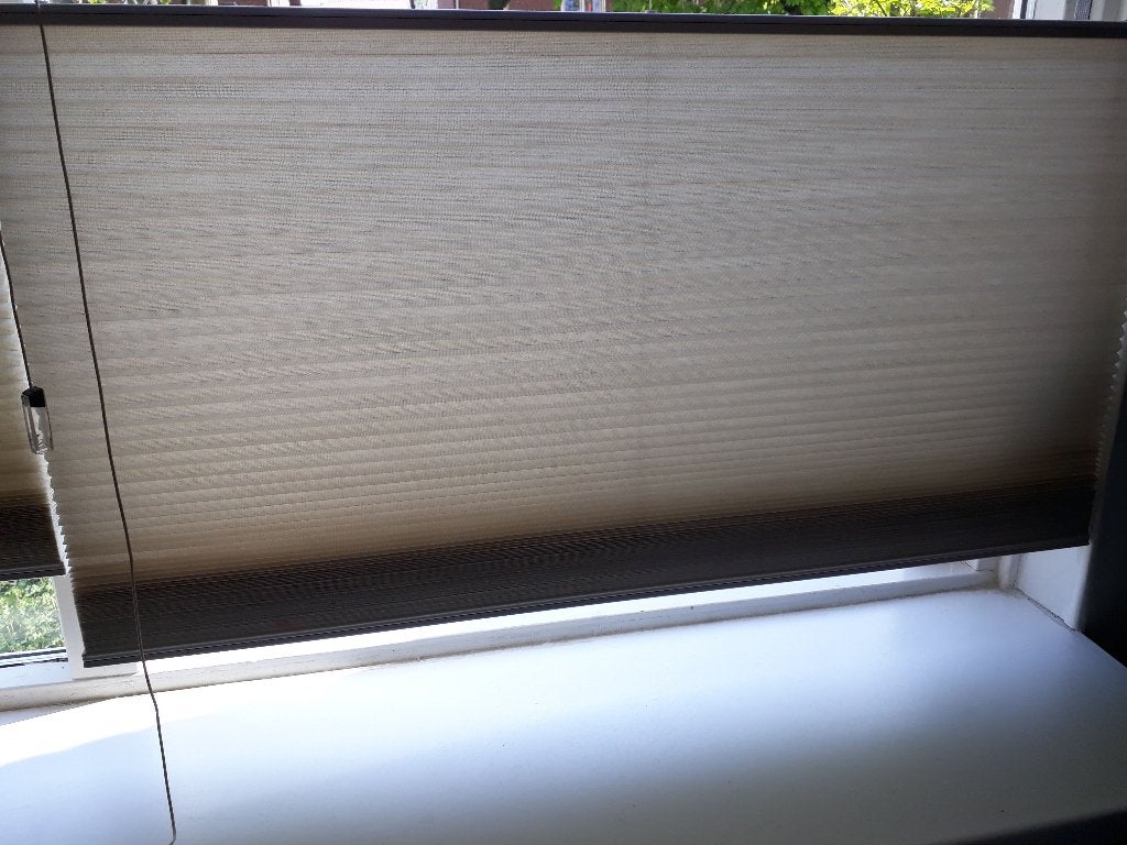 LUXAFLEX 3 Beige /gebroken wit / lichtgele plisse gordijnen, In te korten, 175 cm, Ophalen of Verzenden, Beige
