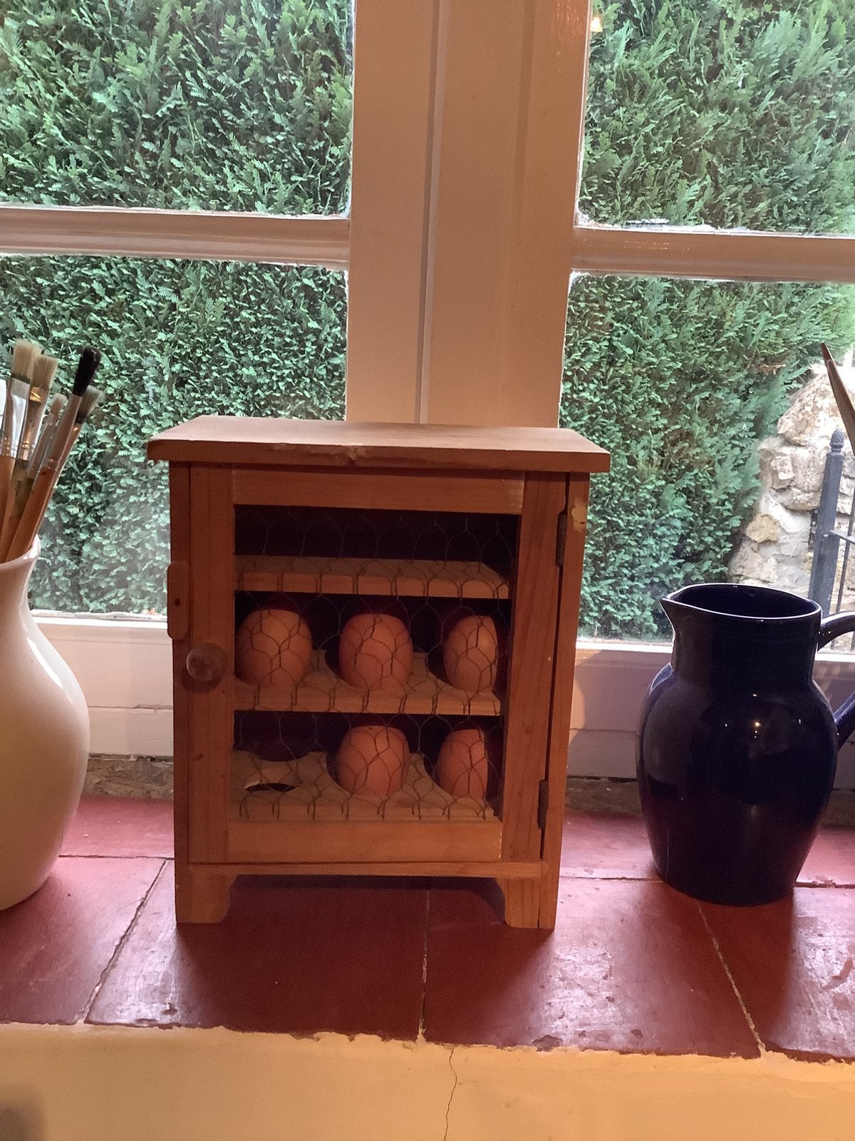 Brocante, houten eierkastje., Ophalen of Verzenden