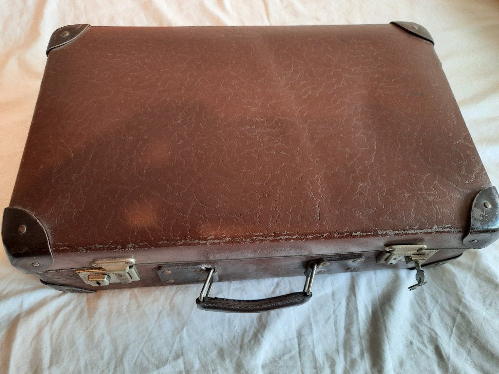 Vintage Vulcan Fiber koffertje, Ophalen, Gebruikt, Bruin, Vintage