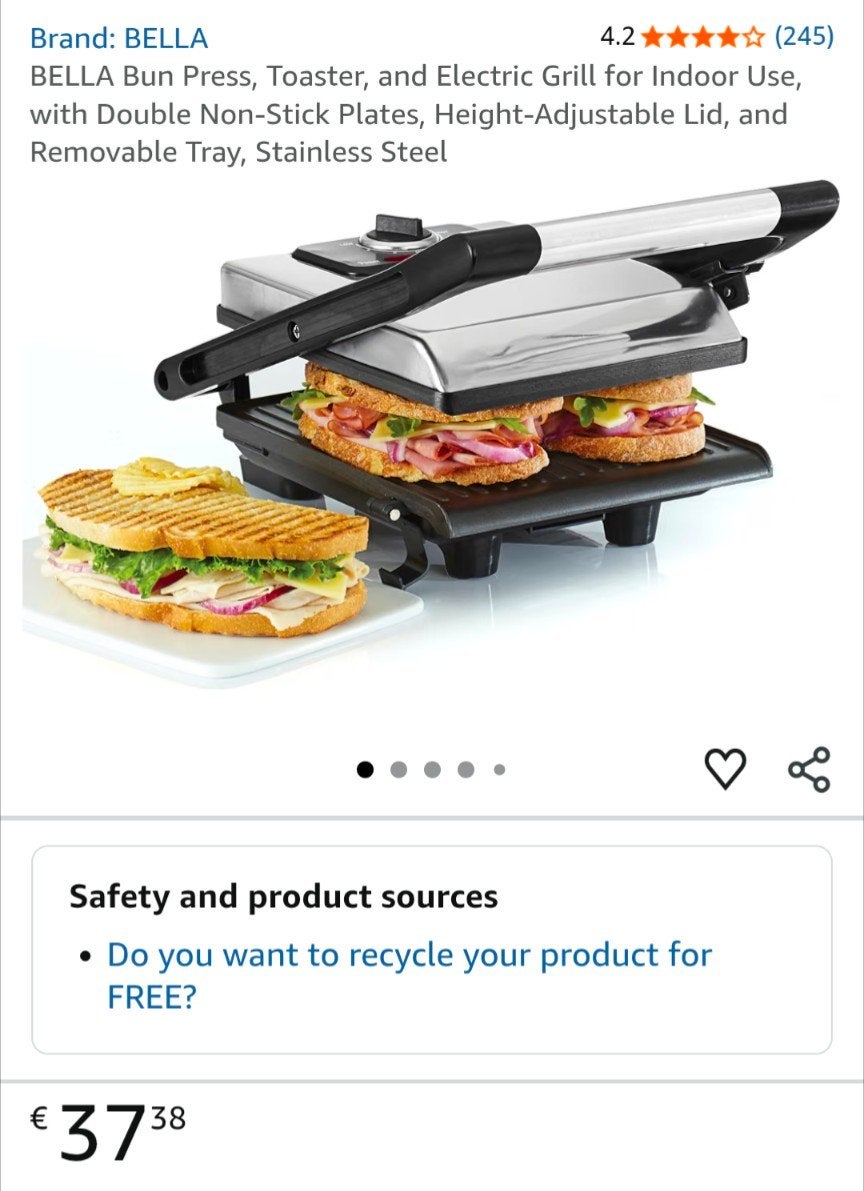 Nieuwe Bella Panini Pers / Grill - Perfect voor Sandwiches!, Witgoed en Apparatuur, Ophalen of Verzenden, Nieuw
