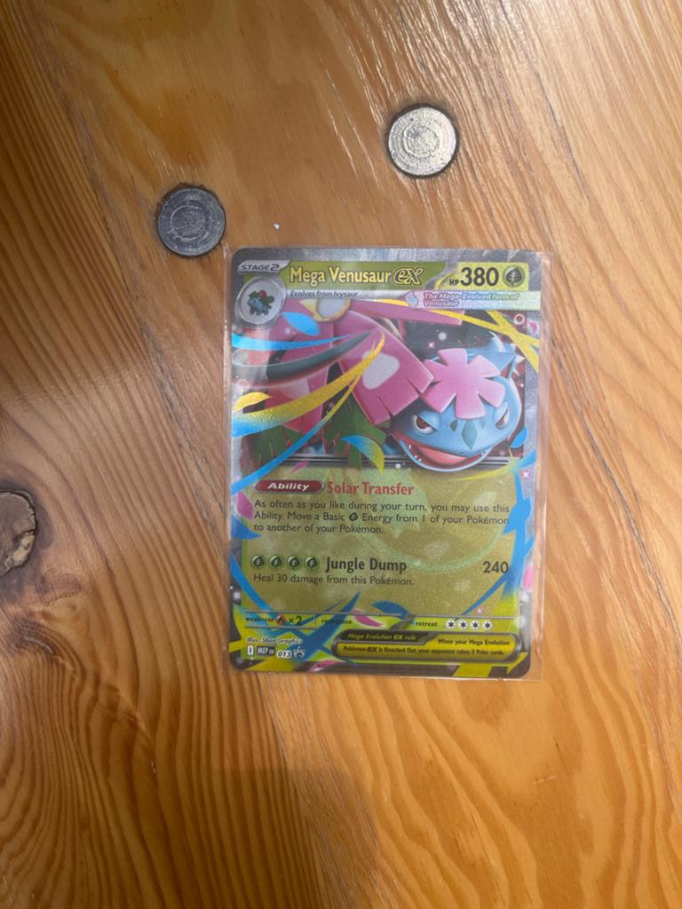 Mega Venusaur EX Pokémon Kaart - Zeldzaam, Ophalen of Verzenden, Zo goed als nieuw, Losse kaart
