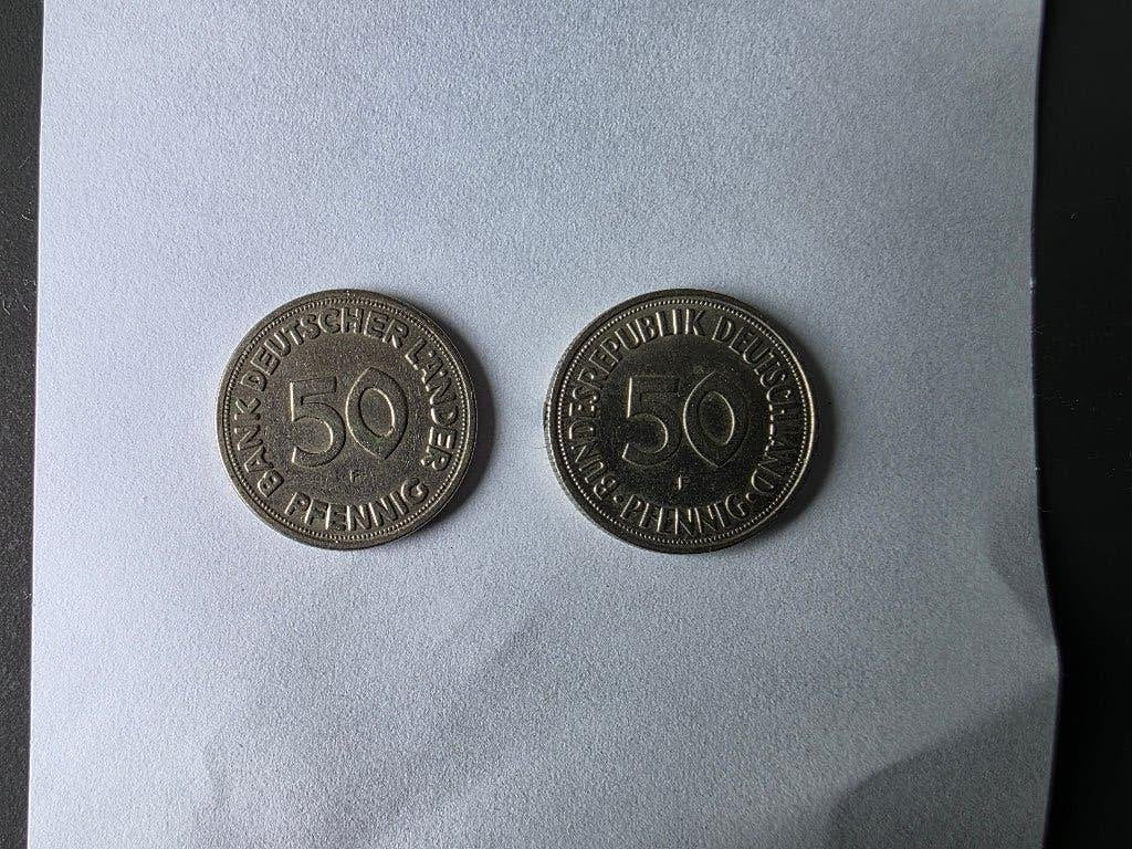 2x 50 Pfennig 1950 F - Bundesrepublik Deutschland, Ophalen of Verzenden, Duitsland, Setje