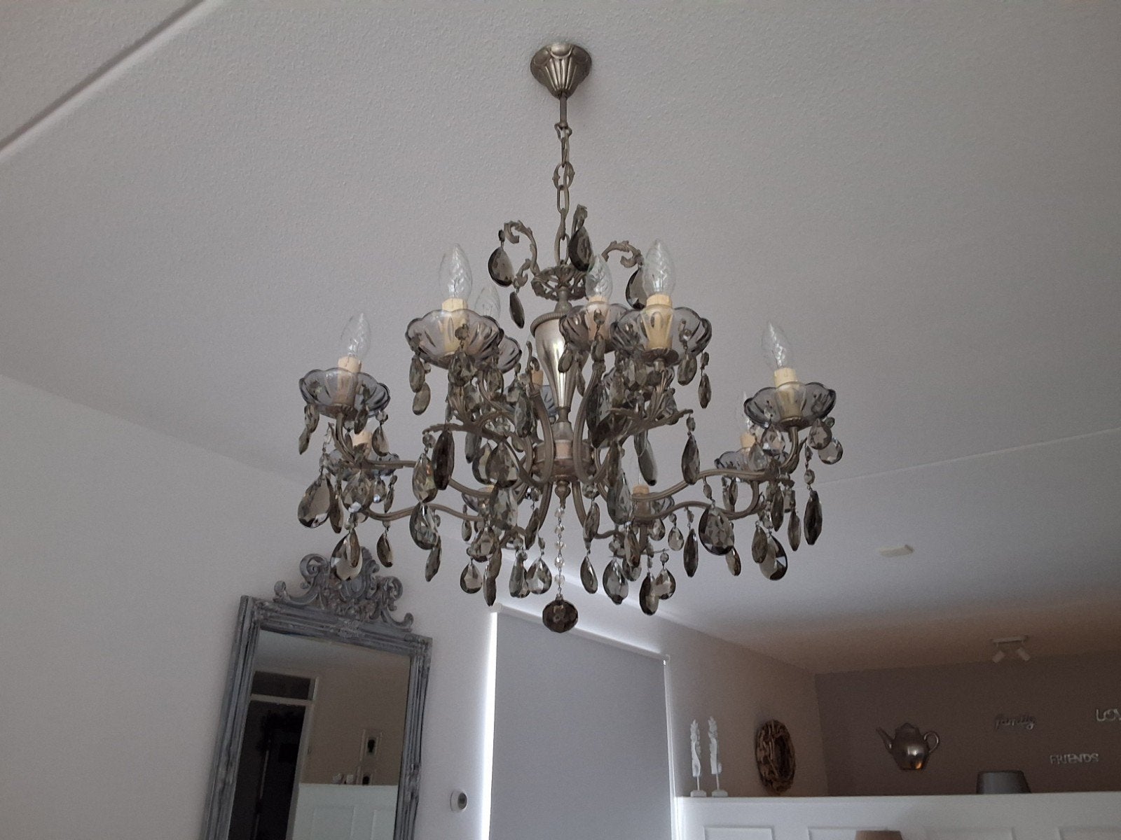 Prachtige oude  kroonluchter, Ophalen, Gebruikt, Glas