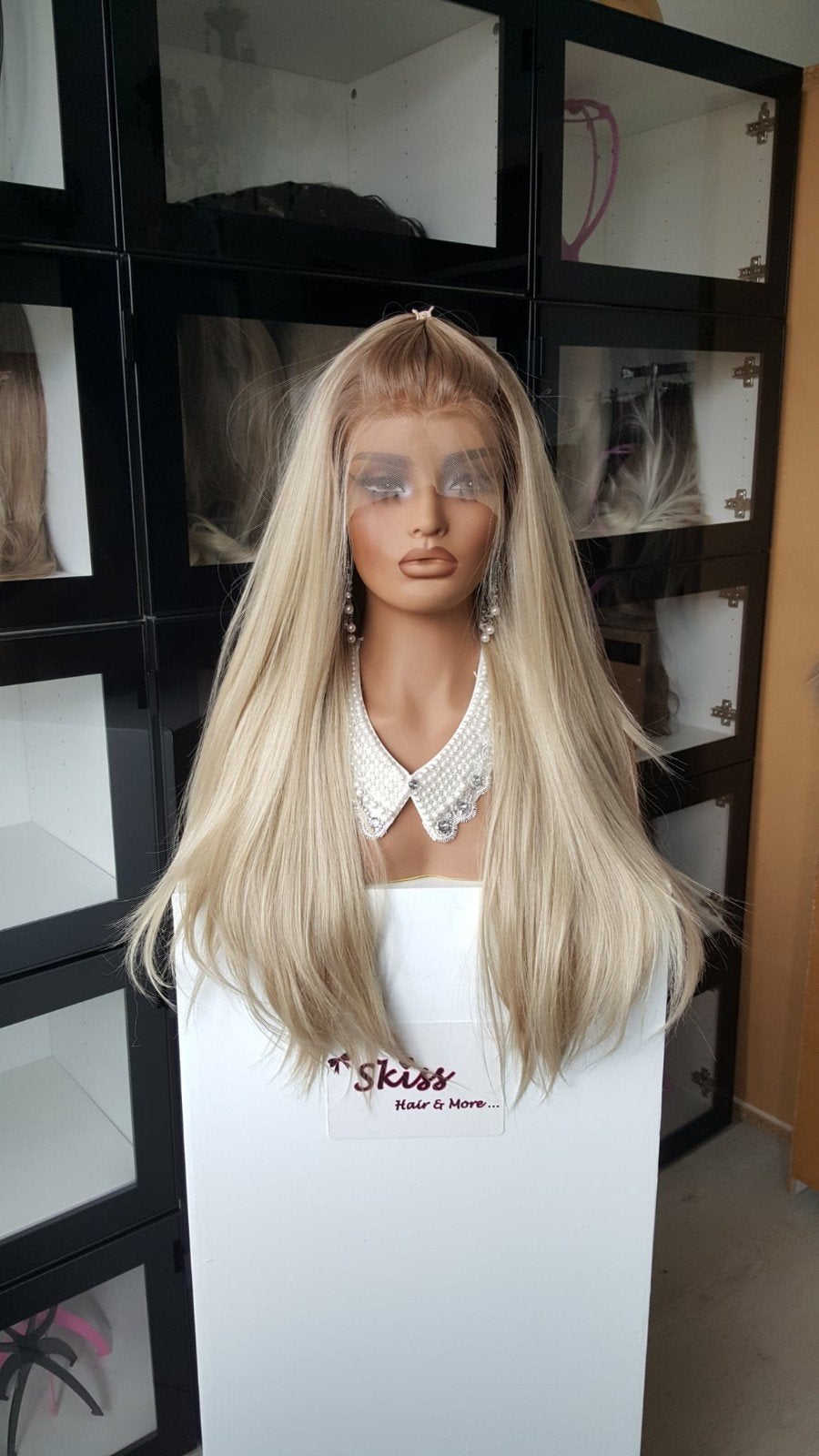 Luxe Lace Pruik: Uitgroei / Gemêleerd warm Blond, Ophalen of Verzenden, Nieuw, Pruik of Haarverlenging