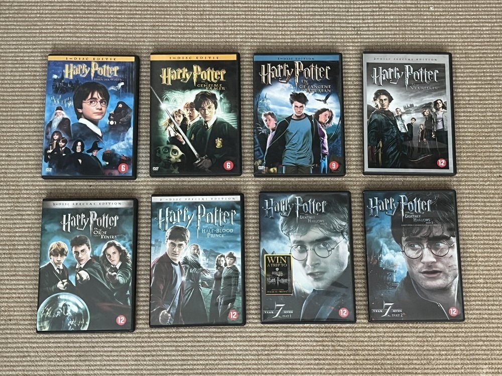 Harry Potter | Alle films deel 1 t/m 8 | totaal 11 DVD's, Gebruikt, Inclusief doosje, Ophalen of Verzenden, Vanaf 12 jaar