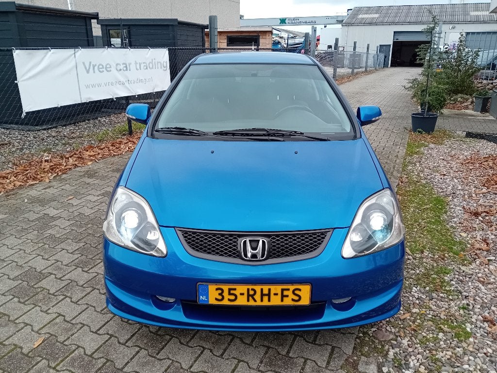 Honda Civic 1.4 I 3DR 2005 Blauw APK 16-03-2027!! TREKHAAK!!, Auto's, Stof, Zwart, 4 cilinders, 1396 cc