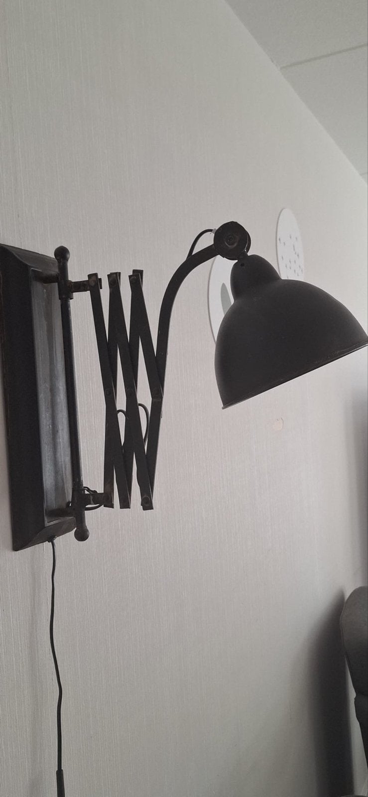 Uitschuifbare wandlamp - Zwart metaal, Ophalen of Verzenden, Gebruikt, Wandlamp, Zwart