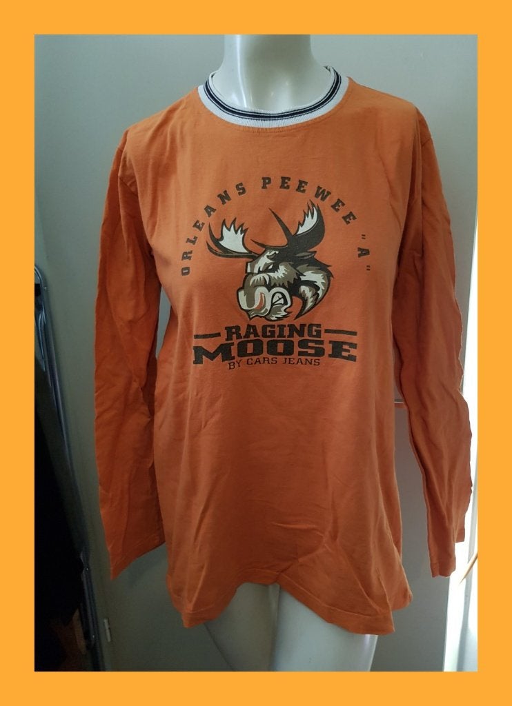 Oranje longsleeve met rendier maat 16 Raging moose, Ophalen of Verzenden, Oranje