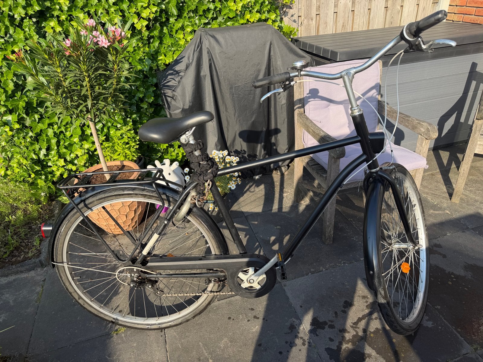 Heren stadsfiets B-twin Elops 500, maat L, Fietsen en Brommers, Fietsen | Heren | Herenfietsen, Gebruikt, Velgrem, Versnellingen