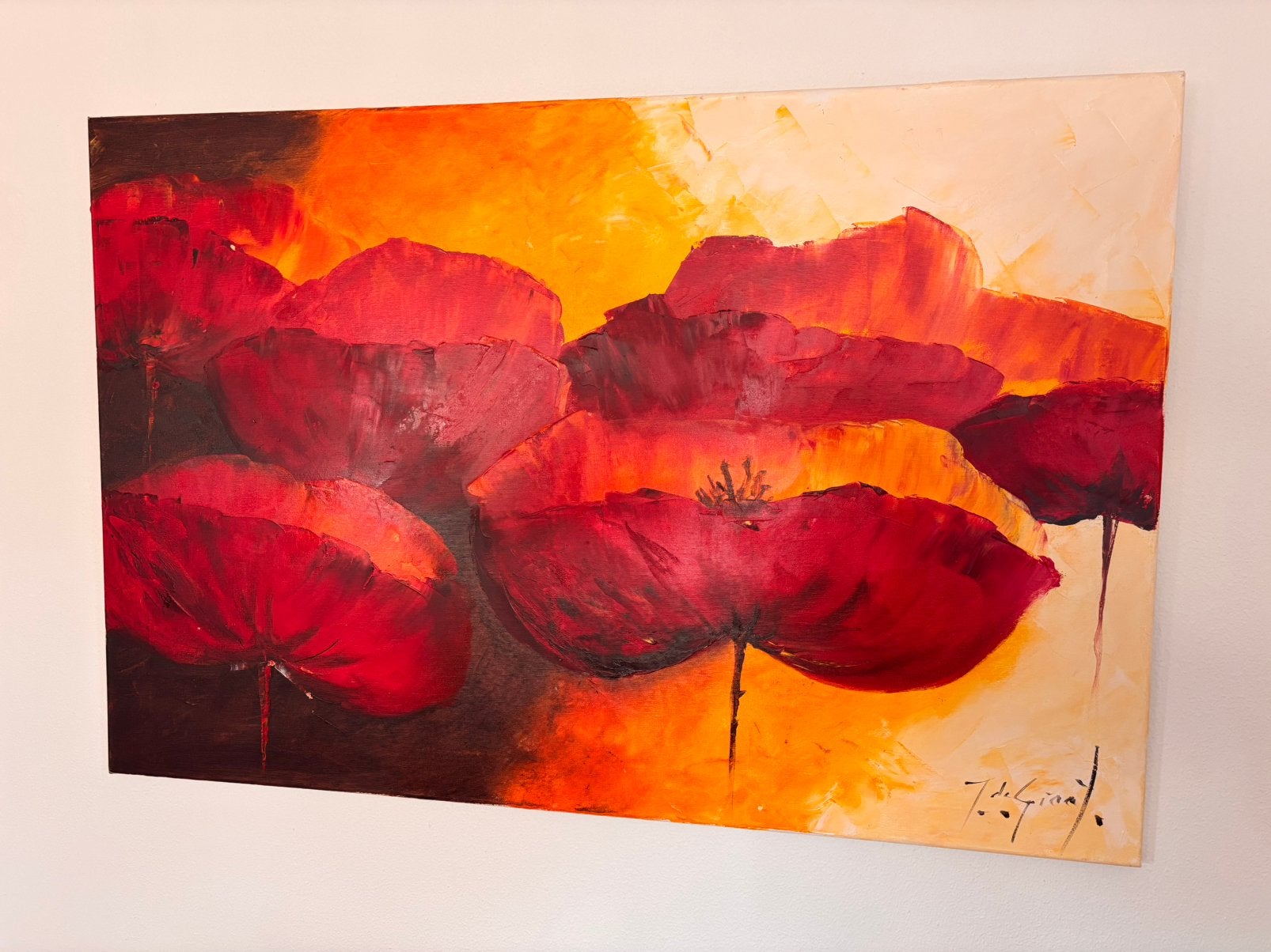 Schilderij “klaprozen” van Jochem de graaf maat 120x80cm, Antiek en Kunst, Ophalen of Verzenden