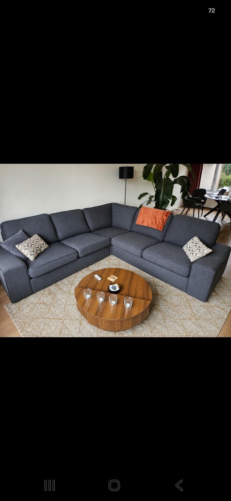 Ikea Kivik hoezenset 4-zitsbank antraciet - goede staat, Ophalen, Gebruikt, Rechte bank, Stof