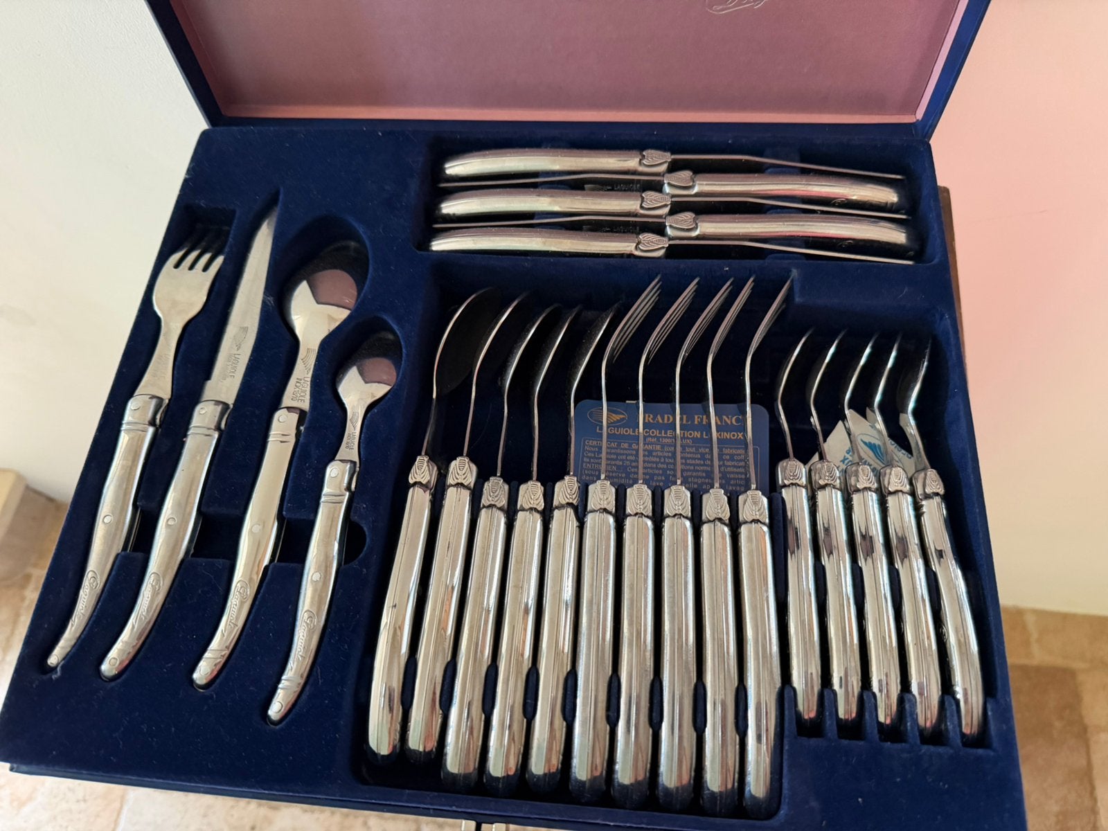 Laguiole bestekdoos 24 delig, Ophalen of Verzenden, Zo goed als nieuw, Rvs of Chroom