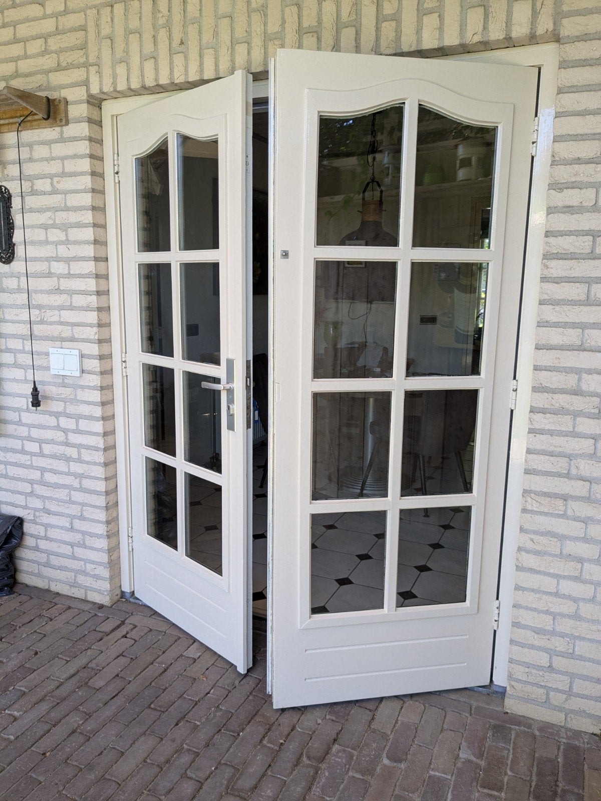 Merbau (binnen) tuindeuren, zonder kozijn, Doe-het-zelf en Verbouw, Deuren en Horren, Ophalen, Gebruikt, 120 cm of meer, Buitendeur