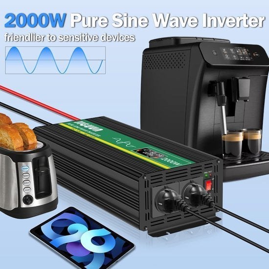 Pure Sinus Omvormer 2000W – Inverter 12V naar 230V, Corvance B.V., Verzenden, Nieuw, Corvancebol@gmail.com