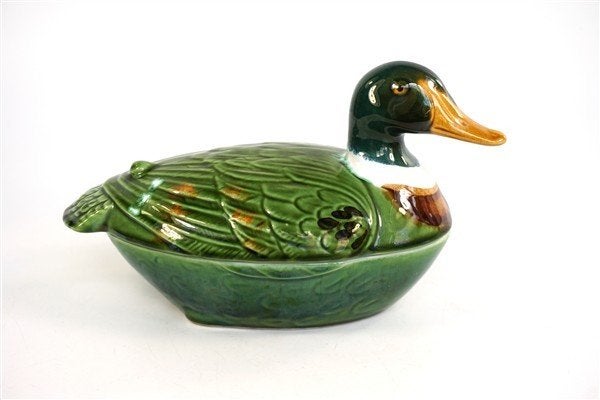 Vintage terrine eend keramiek - Michel Caugant, Antiek en Kunst, Ophalen of Verzenden