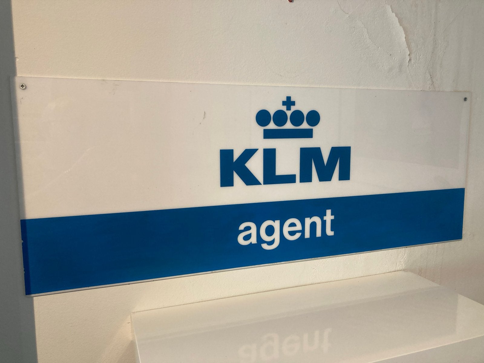 Vintage KLM Agent Reclamebord / Plaat, Verzamelen, Luchtvaart en Vliegtuigspotten, Ophalen, Zo goed als nieuw, Overige typen