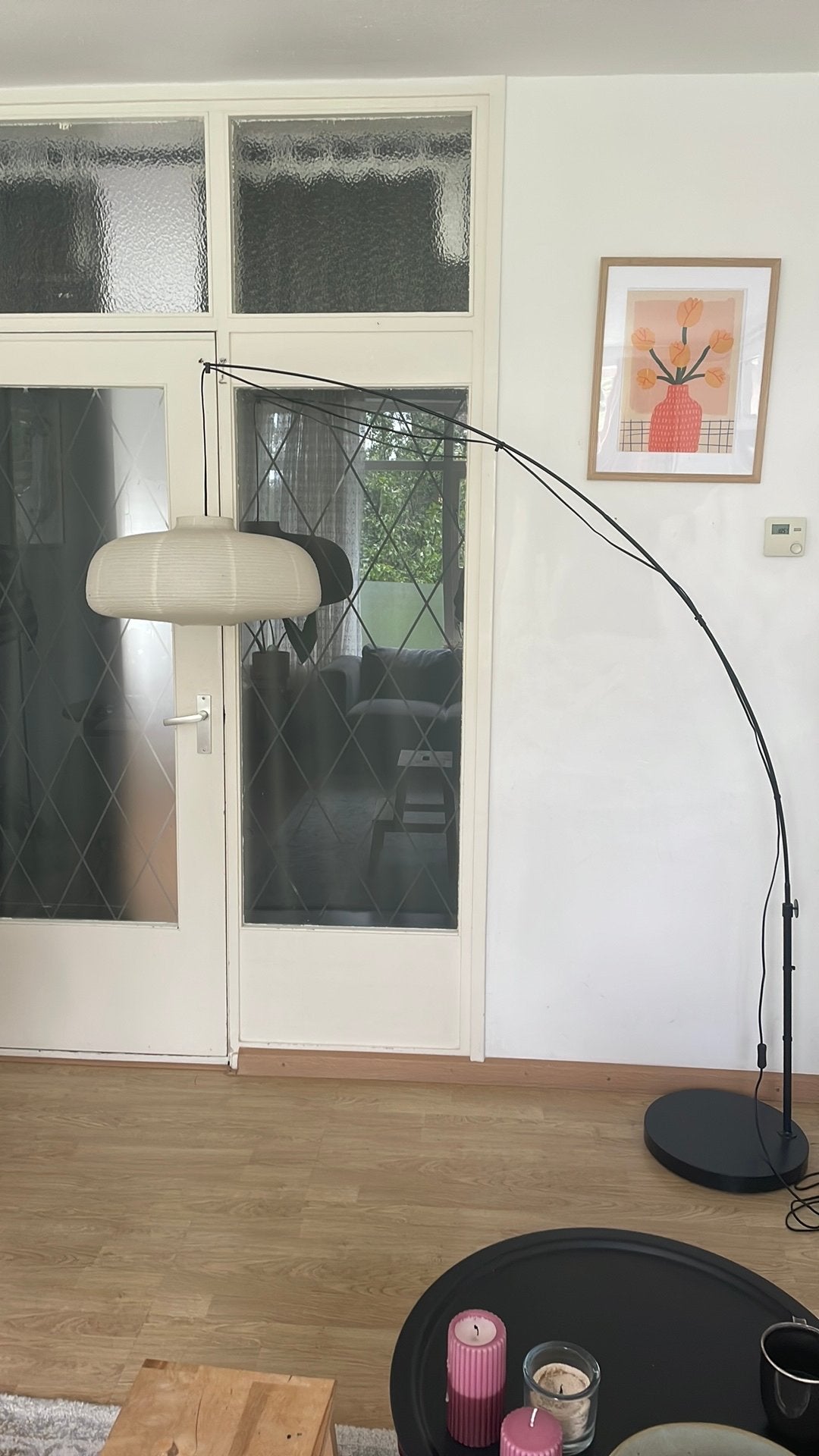 Booglamp Ikea zwart, Huis en Inrichting, Lampen | Vloerlampen, Ophalen, Gebruikt, Metaal, 150 tot 200 cm