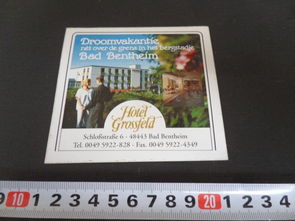 sticker Duitsland Bad Bentheim Hotel Grossfeld  AE103, Ophalen of Verzenden, Zo goed als nieuw