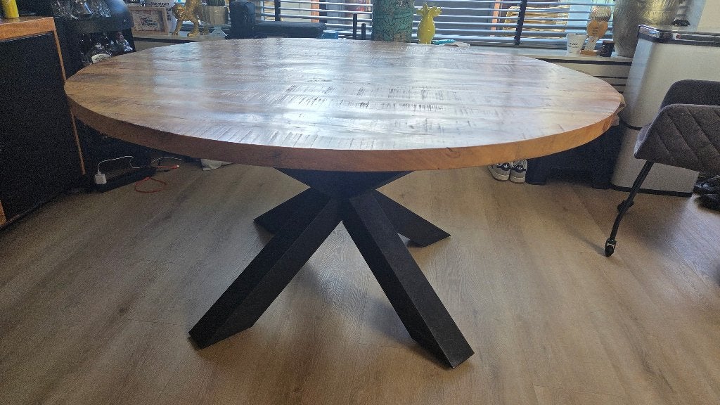 Ronde tafel Mangohout, Ophalen, Gebruikt, Rond, Overige houtsoorten