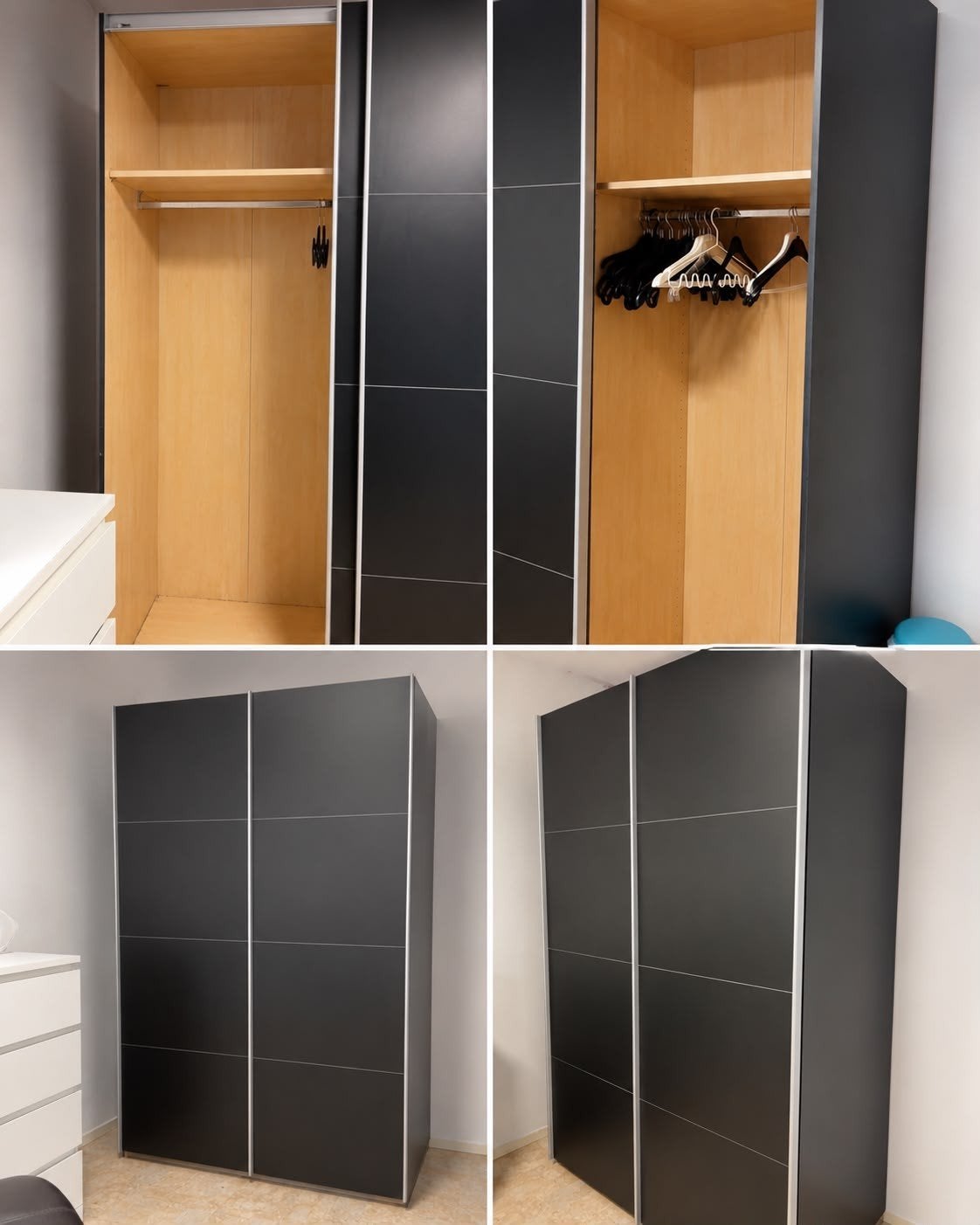 Moderne kledingkast met schuifdeuren - Zwart/Hout, Huis en Inrichting, Kasten | Kledingkasten, Overige houtsoorten, Met deur(en)