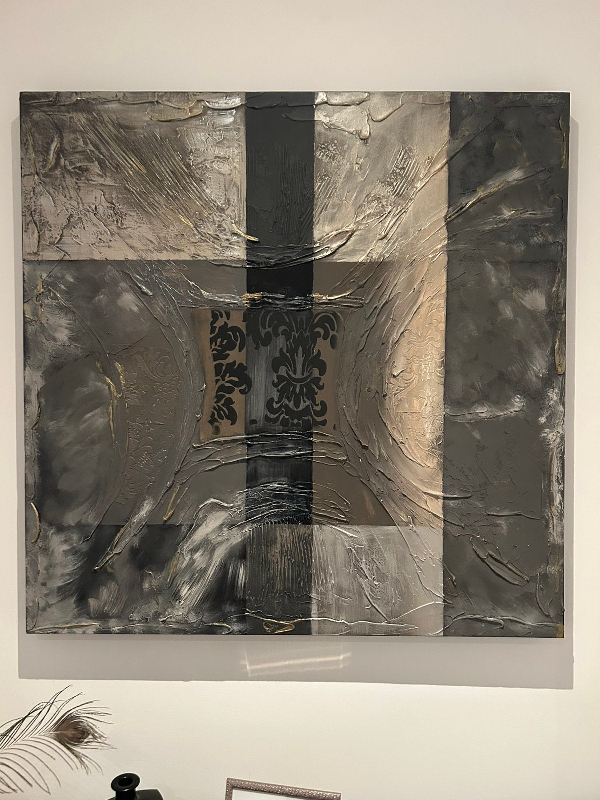 Canvas 100x100 cm taupe/zwart, Ophalen