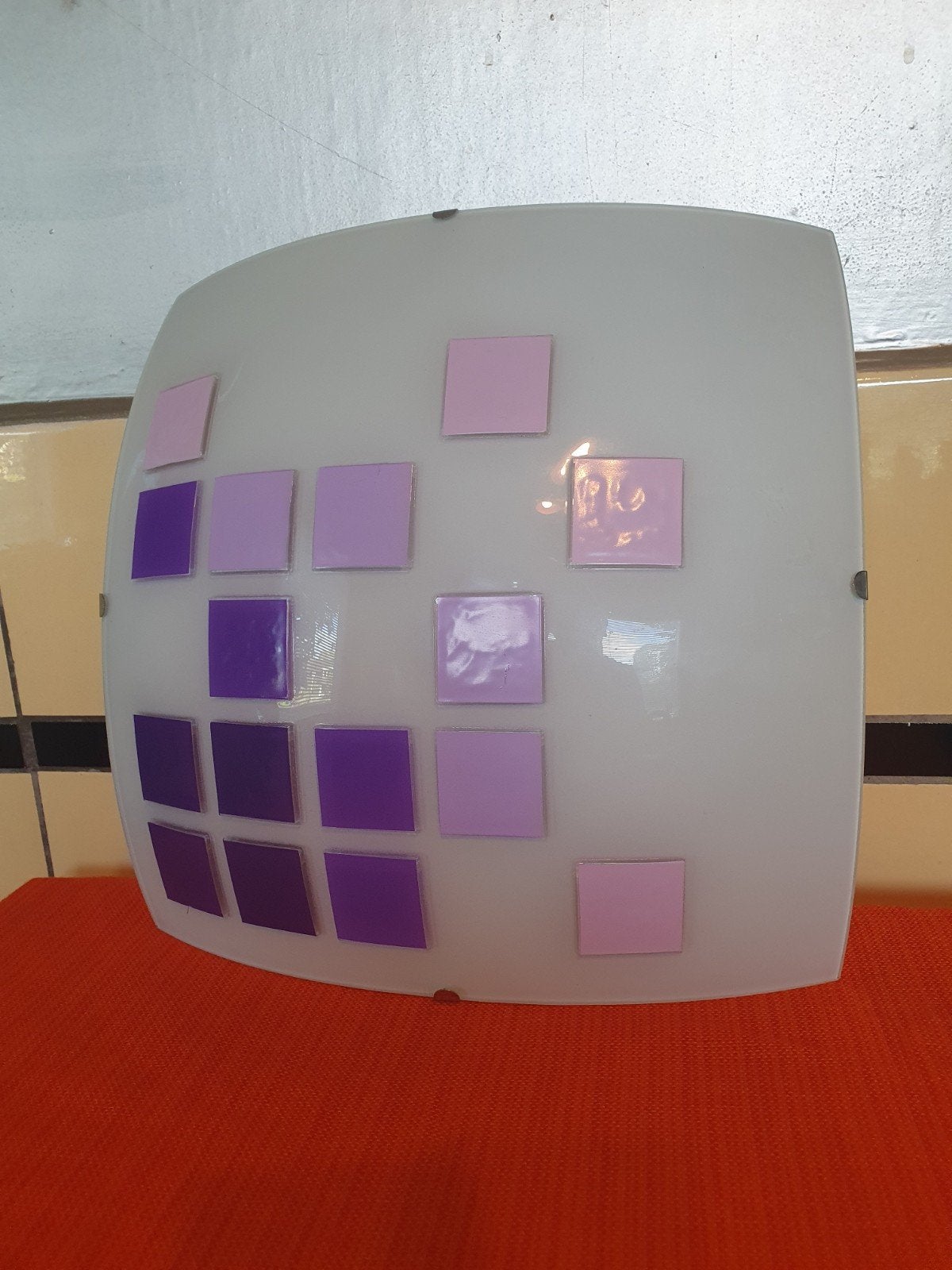Massive design plafondlamp Joanne glas met mozaïek., Design, LED, Zo goed als nieuw, Glas