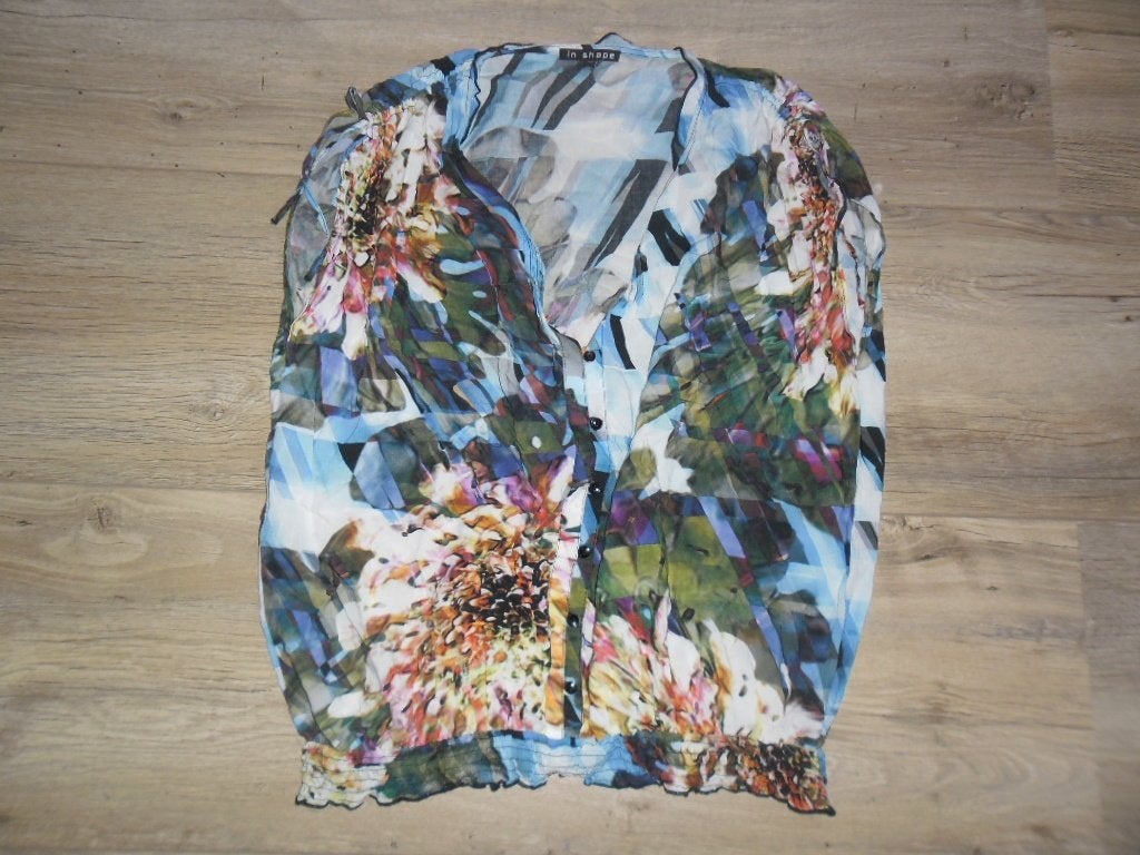 In Shape Blauwe Blouse Met Print En Knoopjes Maat 44, Blauw, Maat 42/44 (L), Ophalen of Verzenden, Zo goed als nieuw