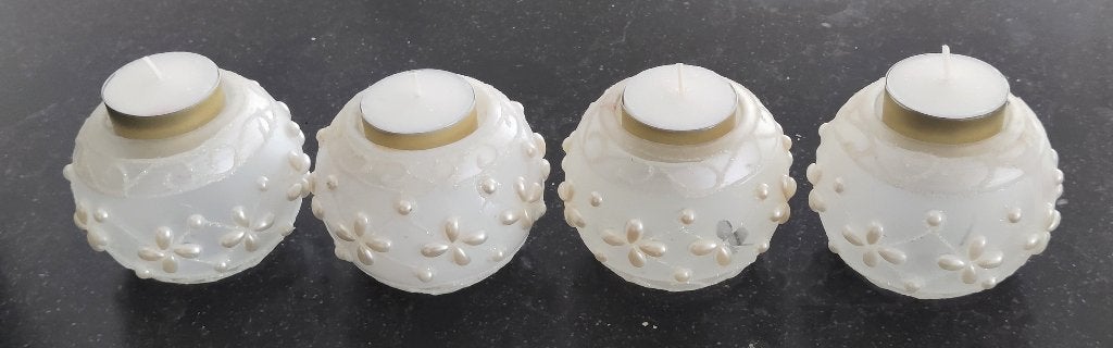 4 luxe waxine licht houders, Ophalen of Verzenden, Zo goed als nieuw, Kunststof, Minder dan 25 cm