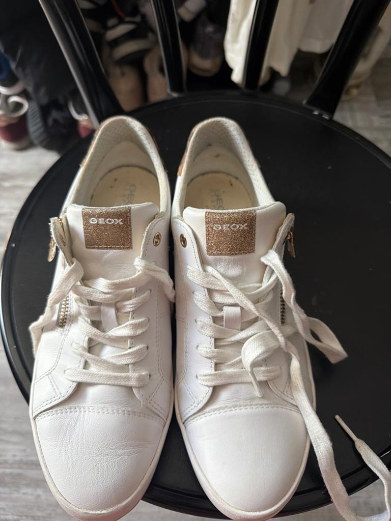 Geox sneakers wit met luipaardprint, maat 40, Ophalen of Verzenden, Gedragen, Wit, Sneakers of Gympen