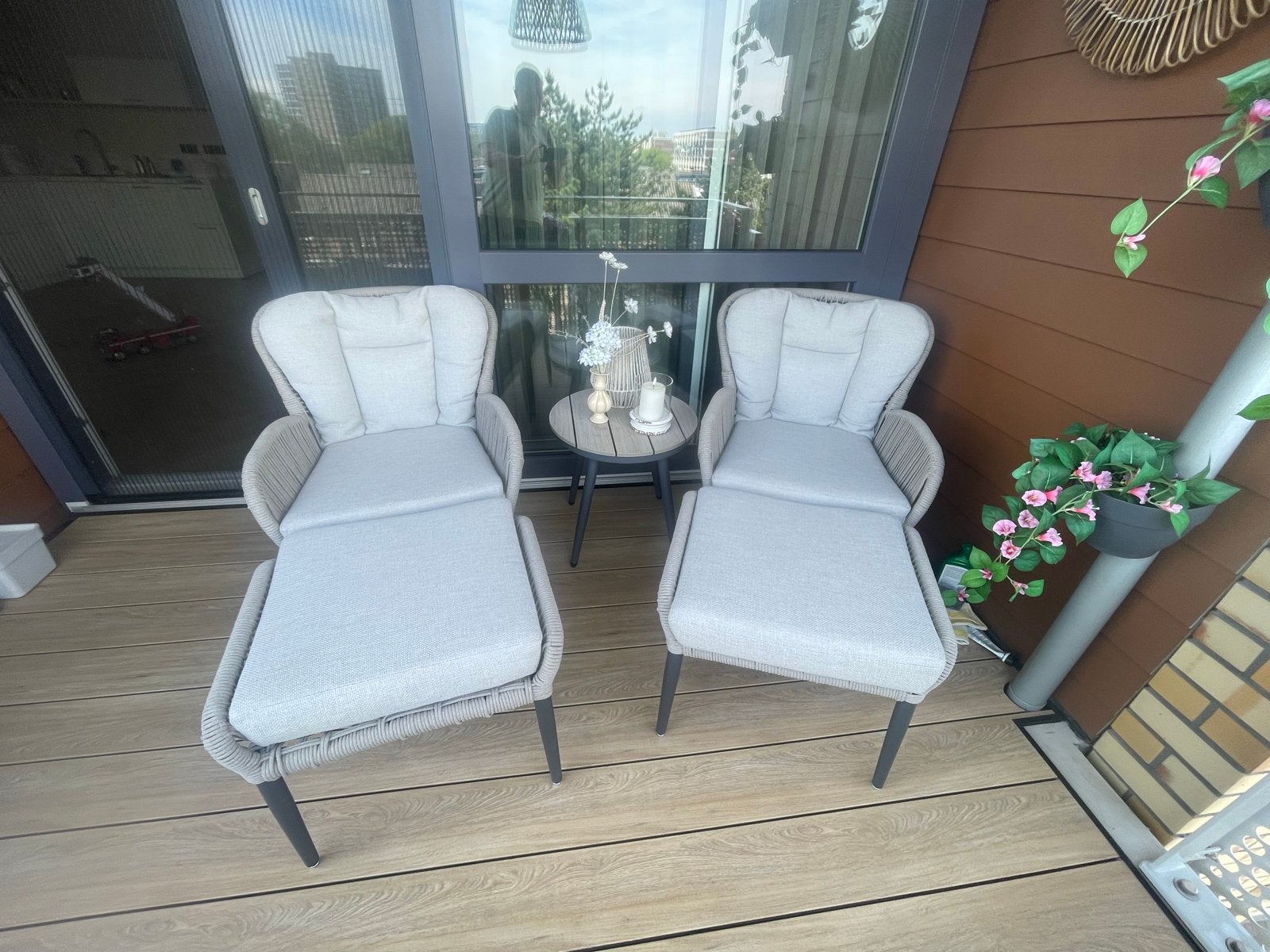 Comfortabele Loungeset met 2 Stoelen en Bijzettafel, Tuin en Terras, Tuinsets en Loungesets, Overige materialen, Stoel, Zo goed als nieuw