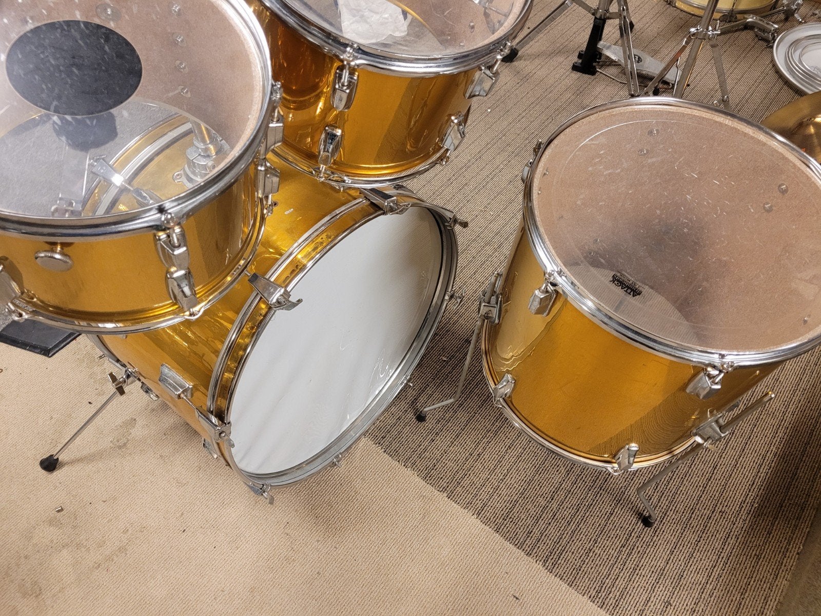 Goudkleurige shellset 4 delig, Ophalen, Gebruikt, Drums of Percussie