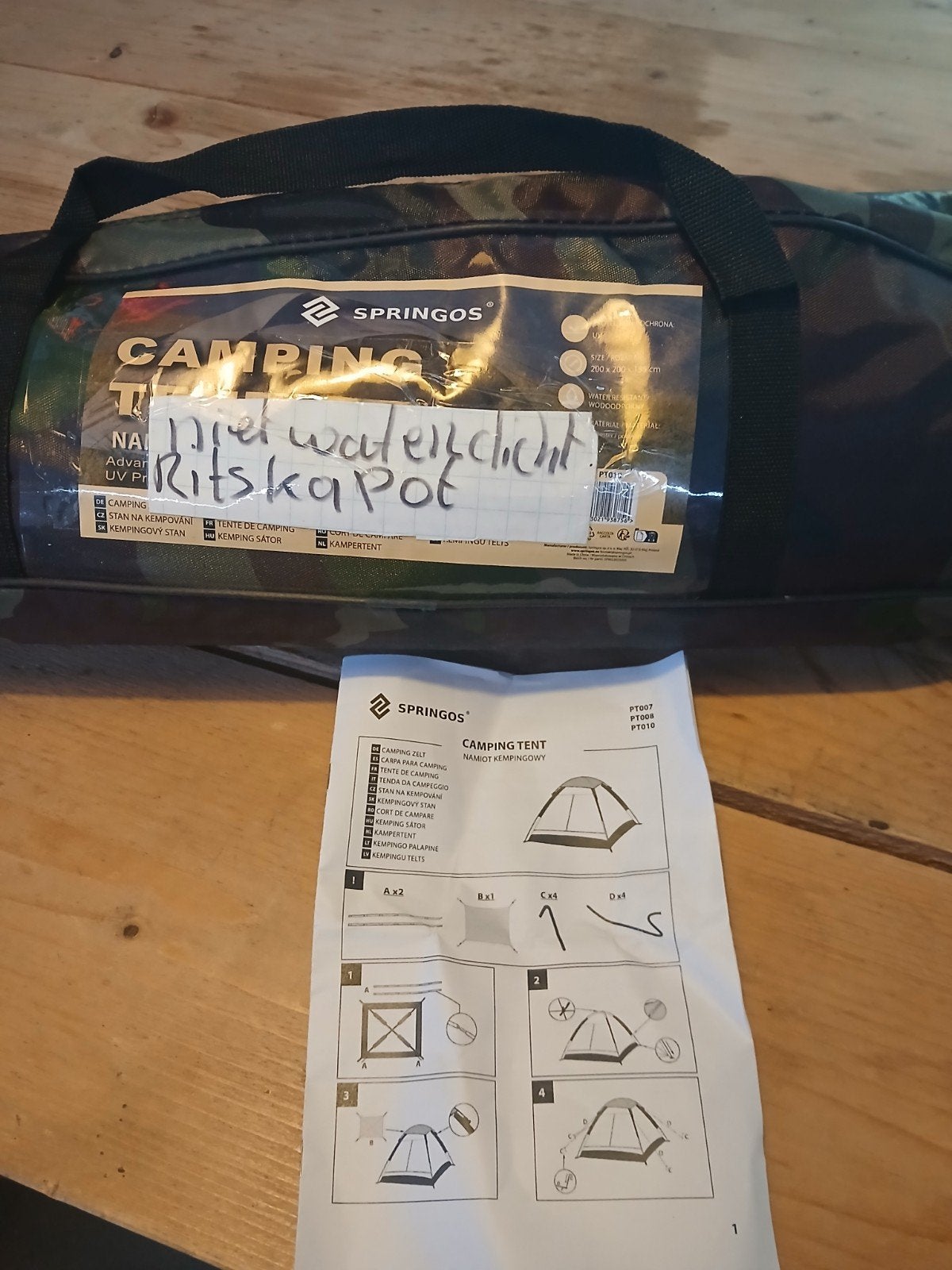 Springos Camouflage Campingtent -  rits kapot, Ophalen of Verzenden, Nieuw, Tot en met 2