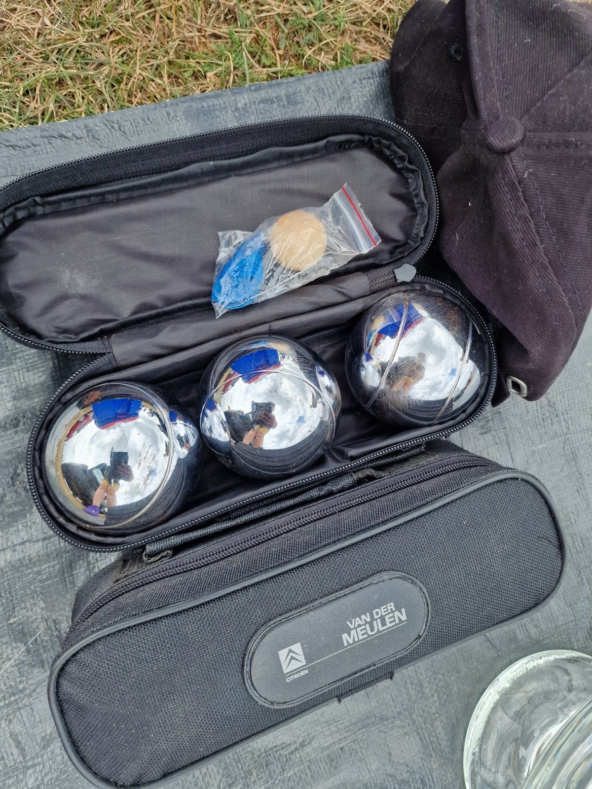 Petanque set van Van der Meulen met 3 ballen en tas, Ophalen of Verzenden