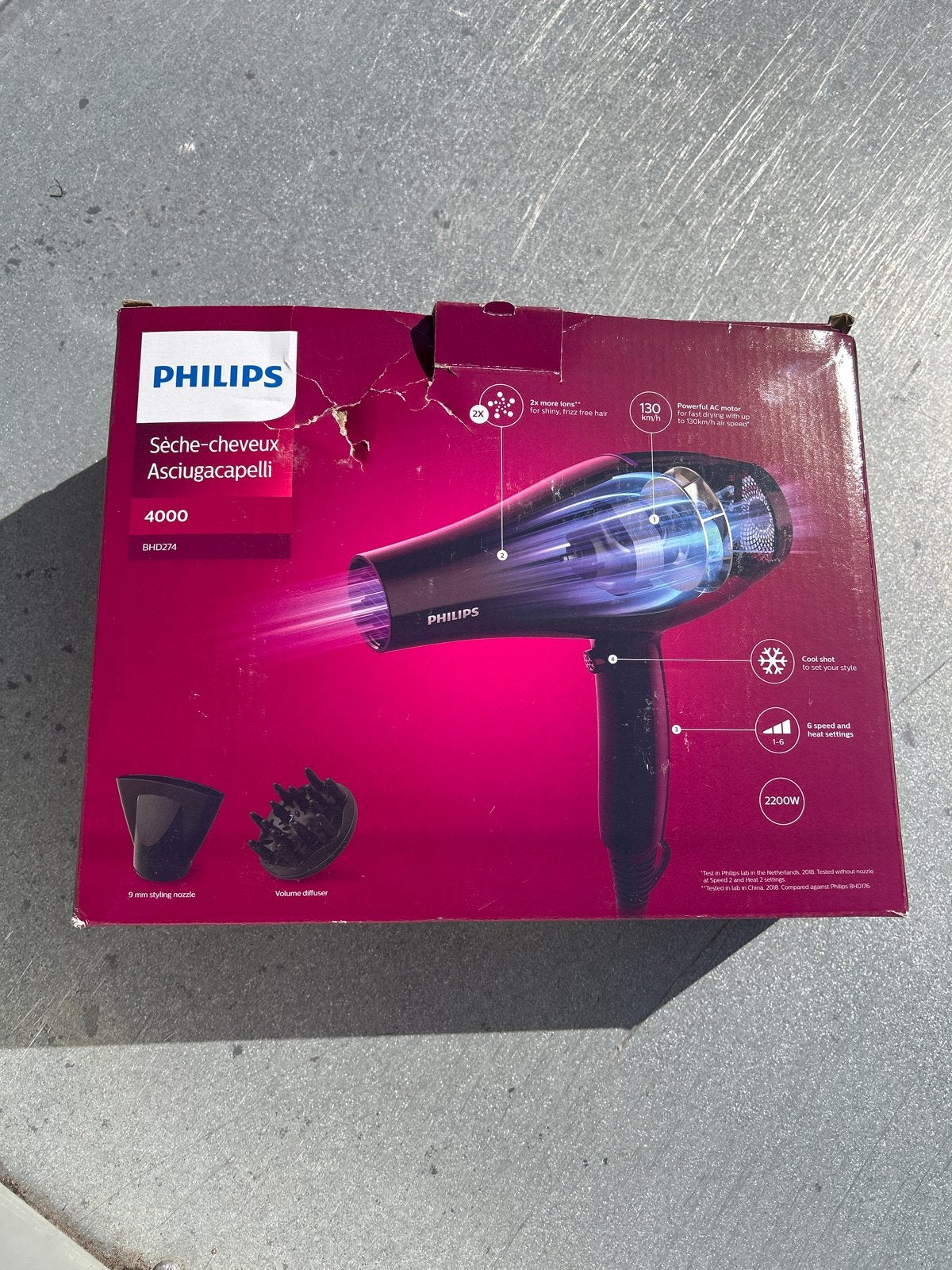 Philips Haardroger 4000 Serie BHD274 - Nieuw in doos, Zwart, Nieuw, Ophalen of Verzenden, Philips