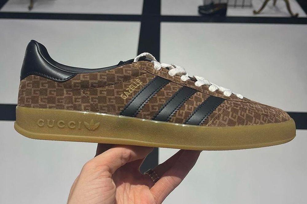 Let op ! Adidas x Gucci Gazelle GG Monogram Bruin, Kleding | Heren, Ophalen of Verzenden, Nieuw, Bruin, Sneakers of Gympen